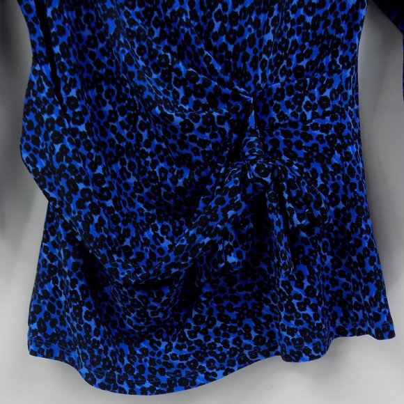 Ann Taylor Blue Leopard Print 3/4 Sleeve Blouse Size Small - Picture 2 of 7